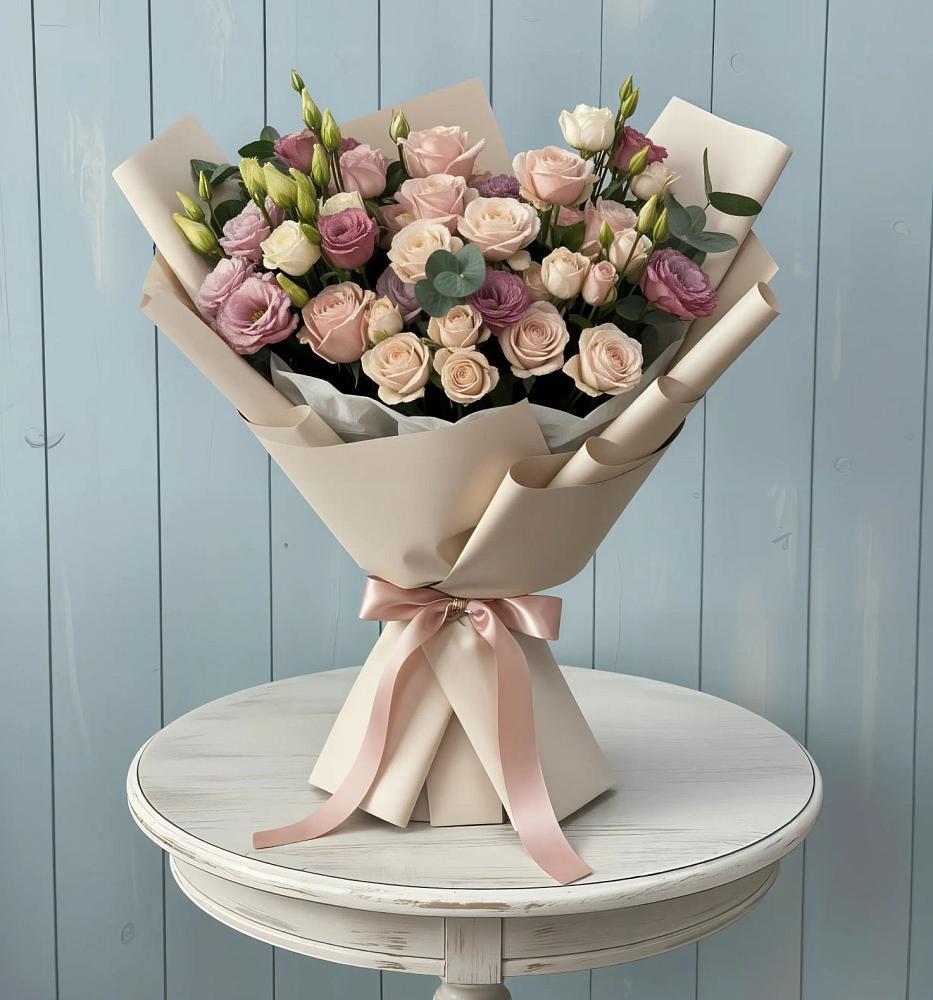 Букет цветов из: Розы и Лизиантусы в Петровское