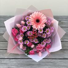 Букет цветов из:  Розы, Герберы и Хризантемы #REPLACE_PRED# Петровское